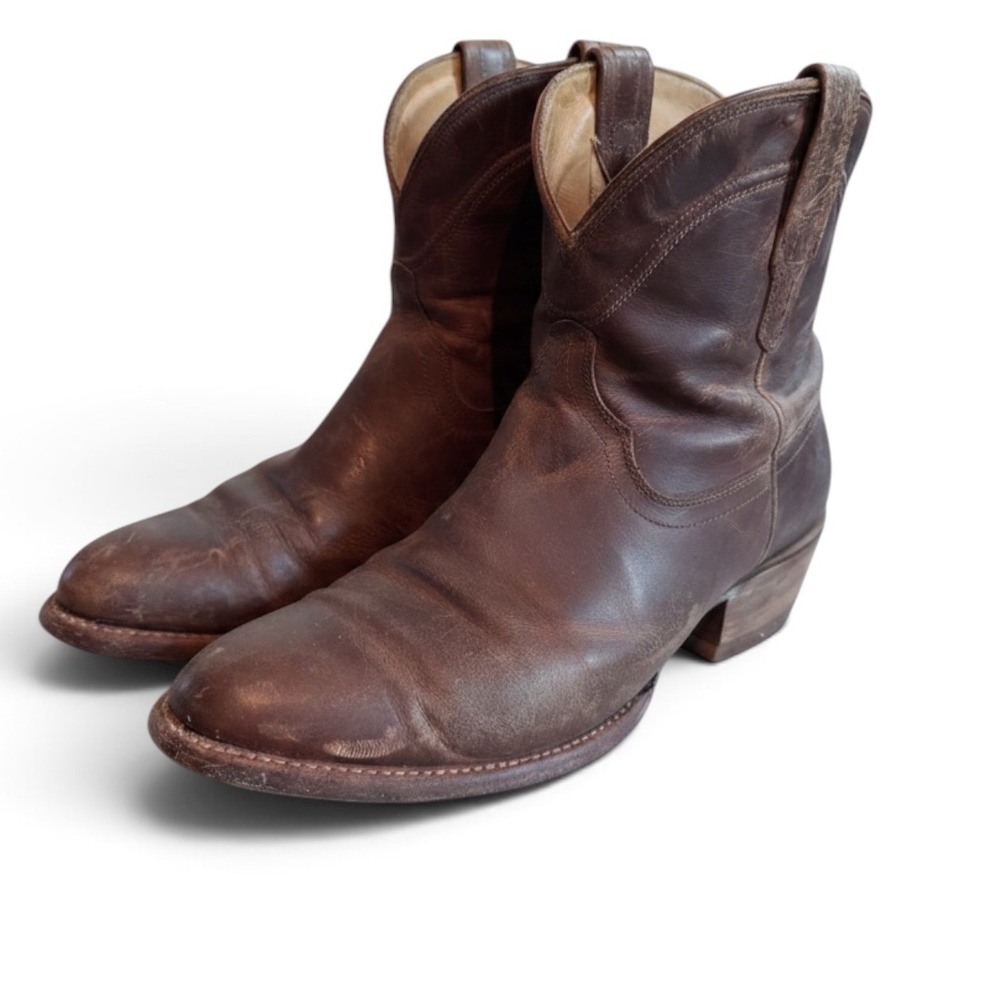 Tecovas Roper Boots 10 B‎ Brown Leather almond Toe Handmade Western Aesthetic